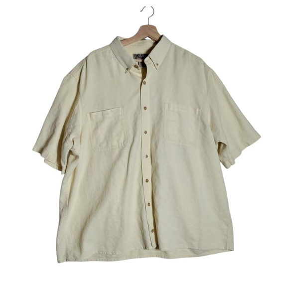 Duluth Trading Co Other - Duluth Trading Co Yellow Cotton & Hemp Short Sleeve Button Front Shirt Sz 2XLT